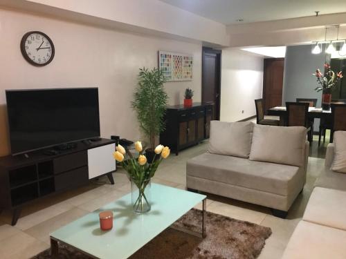 馬尼拉的住宿－Parc Chateau Condominium，带沙发和电视的客厅