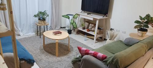 Green wooden shared apartment