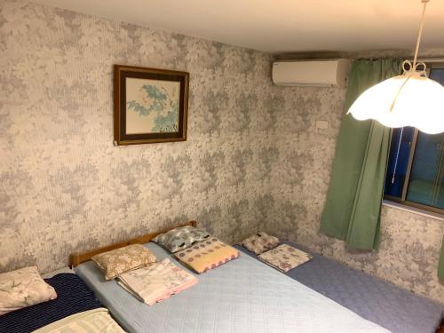 sypialnia z 2 łóżkami pojedynczymi i oknem w obiekcie Tokyo Guest House 2020 w Tokio