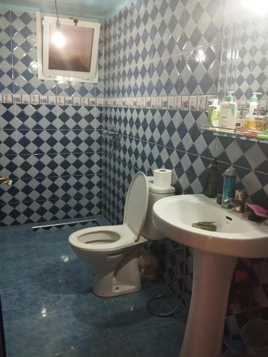 y baño con aseo y lavamanos. en La Novia Marrakech, en Tahannout