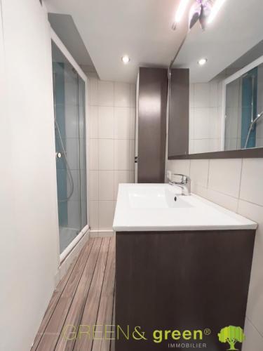 une salle de bain avec un lavabo et une douche dans l'établissement Studio cathédrale centre Aix-en-Provence, à Aix-en-Provence