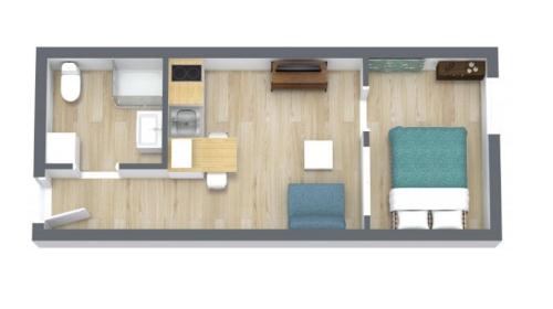 - un plan d'étage d'une chambre avec des chaises dans l'établissement Lodge Cassard, à Nantes