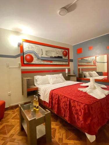 Säng eller sängar i ett rum på Las Bermudas - Hostal