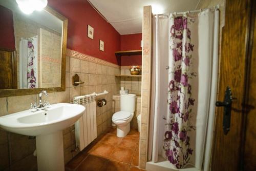 un bagno con un lavandino bianco e un water di Casa rural Las Masadas a Cella