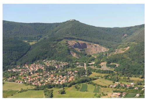 an aerial view of a village on a mountain at Gîte Le 1602 in Saint-Nabor