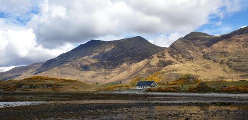 a small house in the middle of a mountain at Tigh na Camus in Glenelg