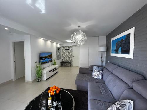 salon z kanapą i telewizorem w obiekcie Apartamento Elizabeth w mieście Gandía