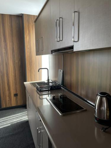 Kuchyň nebo kuchyňský kout v ubytování HOTEL SOBRANIE