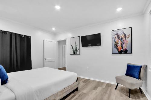 Ένα ή περισσότερα κρεβάτια σε δωμάτιο στο 8 Beds In 4br Home W Hot Tubfamily & Work-ready