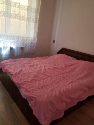 1 dormitorio con cama rosa y ventana en Sitrus Astara city, 