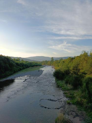 a view of a river from a bridge at Pod Modrzewiami in Milówka