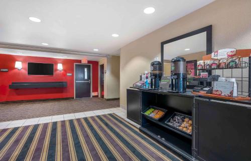 a lobby of a fast food restaurant with a counter at Extended Stay America Suites - Sacramento - Roseville in Roseville