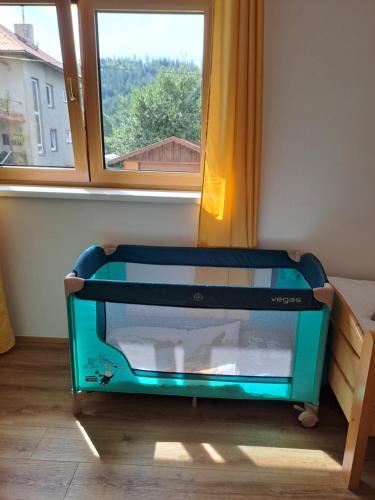 Apartmány Horní Bečva في هورني بيسافا: حوض للأسماك في غرفة بها نافذة