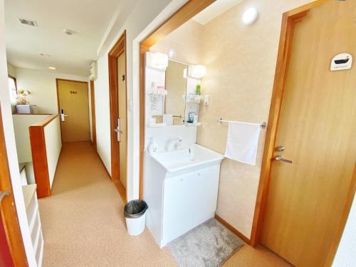 a bathroom with a sink and a mirror at Reina Building 4F / Vacation STAY 61776 in Tokushima