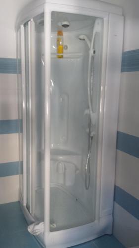 a shower stall with a glass door in a bathroom at B&B D'Amare in San Salvo
