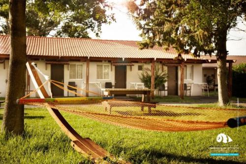 uma rede no quintal de uma casa em Nachsholim Kibbutz Country Lodging em Nachsholim