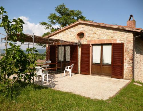 a house with a patio and a table and chairs at Marco & Andrea Agriturismo Collepina in Amelia