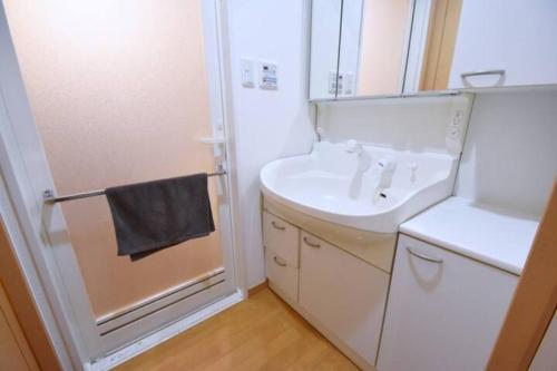 a white bathroom with a sink and a shower at レガリアヒルズ in Tokyo
