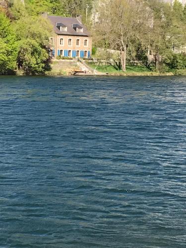 a house on the shore of a river with a house at B&B La Ruelle in Profondeville