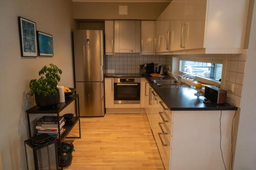 Kuchyň nebo kuchyňský kout v ubytování Leilighet Damsgård , nær sentrum