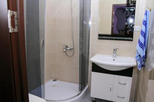 a bathroom with a sink and a shower at Inter Boutique Hotel in Yerevan