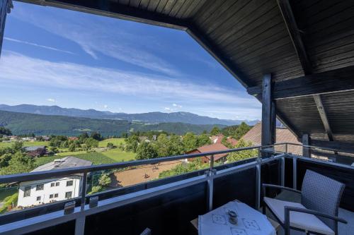 a balcony with a view of the mountains at Haus Walcher in Millstatt