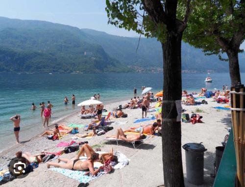 a group of people laying on a beach at PALAZZO NOVECENTO Centro Storico in Lecco