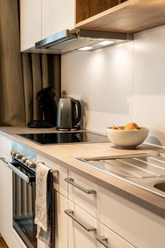Kuchyň nebo kuchyňský kout v ubytování Kapfwald Appartements