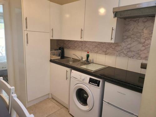 レディングにあるCozy Central One Bedroom Flatのキッチン(洗濯機、シンク付)