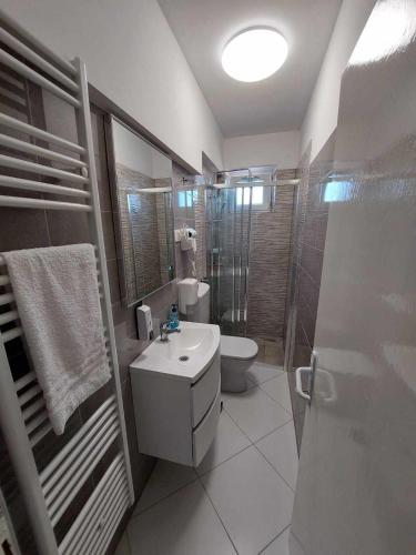 a bathroom with a toilet and a sink and a shower at Apartments with parking space Kraj, Pasman - 335 in Tkon