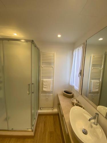 a bathroom with a shower and a sink at Basiglio - Residenza Sorgente in Basiglio