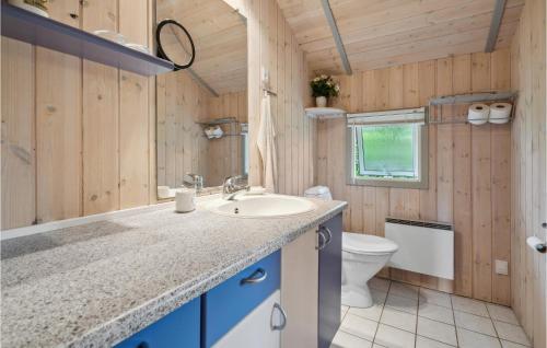 a bathroom with a sink and a toilet at Awesome Home In Haderslev With Kitchen in Haderslev