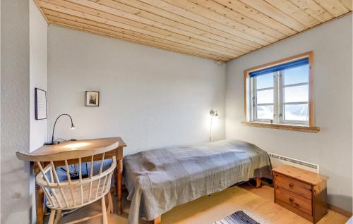 BjerregårdにあるAmazing Home In Hvide Sande With Wifiのベッドルーム(デスク、ベッド、窓付)