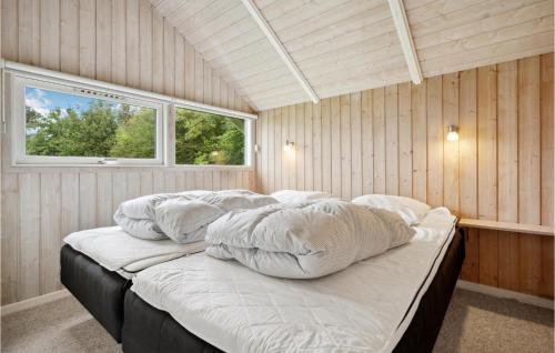een slaapkamer met een bed met kussens en een raam bij Awesome Home In Nordborg With Kitchen in Nordborg