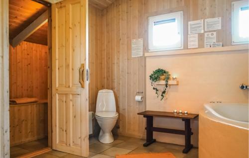 ヴィデ・サンデにある3 Bedroom Awesome Home In Hvide Sandeのバスルーム(トイレ、洗面台、バスタブ付)