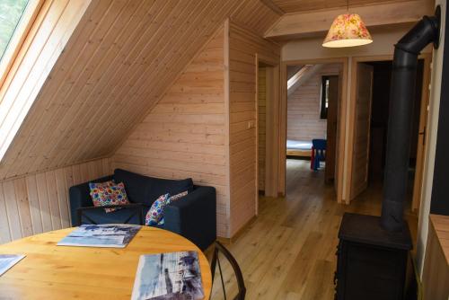 a room with a couch and a table in a room at Apartament Pod Świerkami in Małe Swornegacie