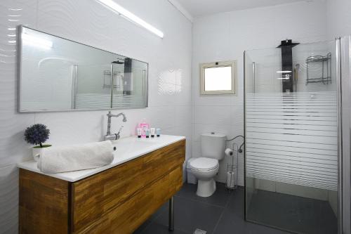 a bathroom with a sink and a toilet at וילה Vision - וילה מדהימה בקצה היישוב עם בריכה ונוף עוצר נשימה in H̱azon
