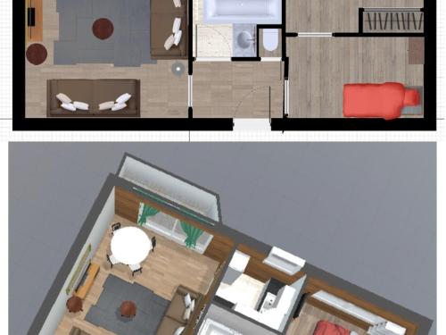 The floor plan of Appartement Val-d'Isère, 3 pièces, 6 personnes - FR-1-694-232