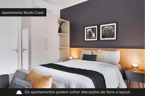 聖保羅的住宿－Charlie Edição Jardim Paulista，一间卧室,卧室内配有一张大床