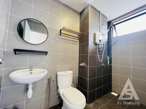 a bathroom with a toilet and a sink at Netizen Soho 2pax walking distance MRT Cheras Wi-Fi AsHome in Cheras