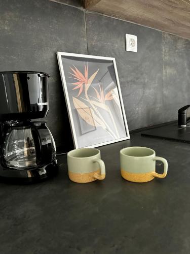 Utensilios para hacer té y café en Sunflower suite Trikala