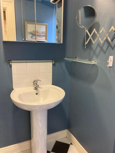 a bathroom with a white sink and a mirror at Self Catering Apartment- 11A Westbourne Place in Cobh