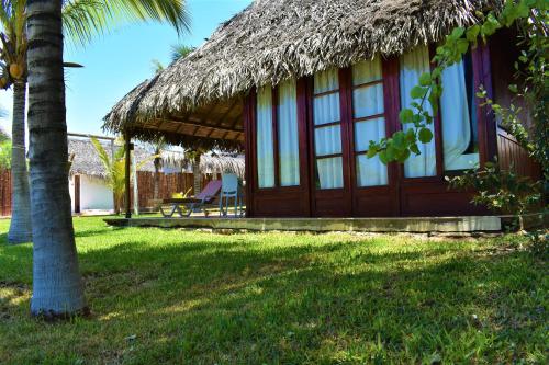 a house with a thatch roof and a chair at Vichayito Bungalows & Carpas by Aranwa Hotels in Vichayito