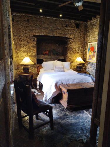 Cama o camas de una habitación en Hacienda Las Amantes