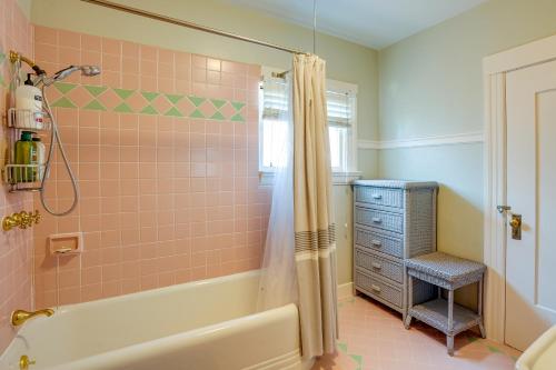 a bathroom with a tub and a shower at WFH-Friendly Berkeley Home Less Than 2 Mi to University! in Berkeley