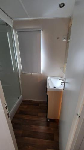 une petite salle de bain avec un lavabo et un miroir dans l'établissement MORREALE MOBILE HOME (prox. Europa park/Rulantica), à Boofzheim