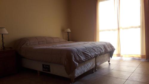 波特雷里約斯的住宿－Casa de montaña Las Vegas，一间卧室设有一张床和一个大窗户