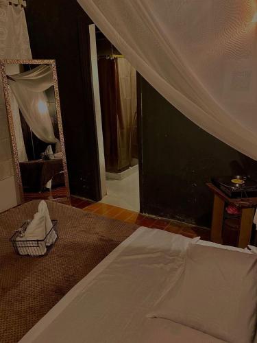 Posteľ alebo postele v izbe v ubytovaní Don Fierro Hostal Campestre
