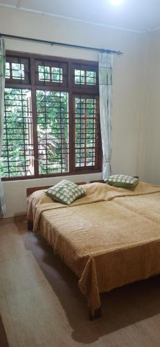 1 dormitorio con 1 cama grande y ventanas en The Kandyan Residence, en Andurubebila