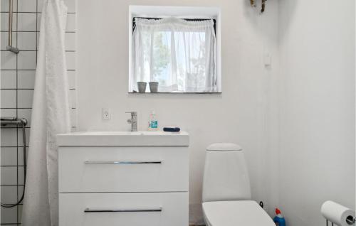 Baño blanco con lavabo y aseo en 3 Bedroom Awesome Home In Vig, en Vig